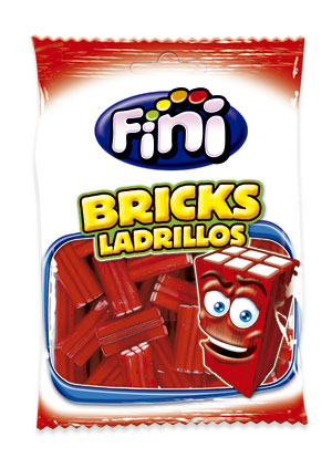 Ladrillos Fresa Brillo Rellenos Fini Bolsita de 100gr