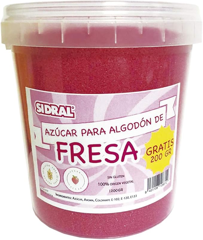 Azúcar Para Preparar Algodón Fresa Tarro de 1.2kg.