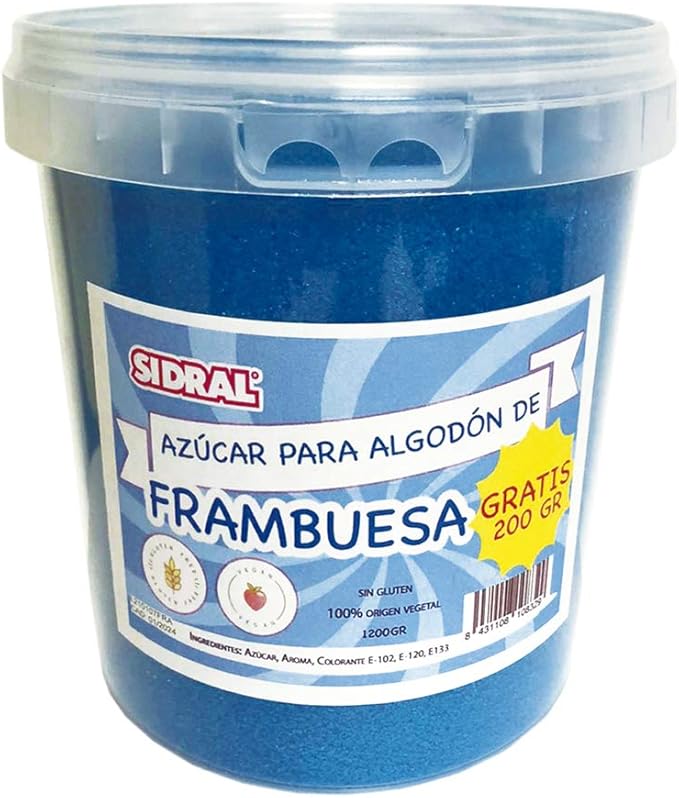 Azúcar Para Preparar Algodón Frambuesa Tarro de 1.2kg.