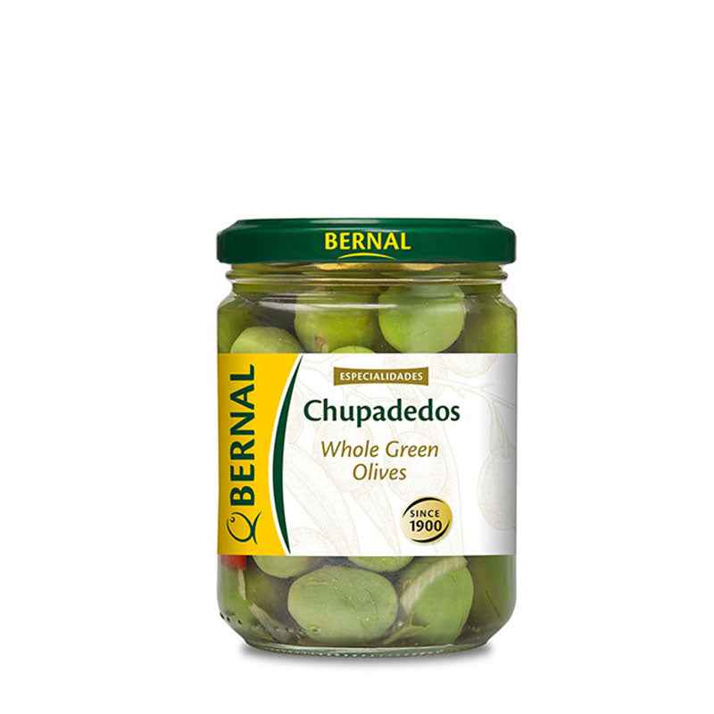 Aceituna Chupadedos Bernal Bote Cristal de 250 gramos.