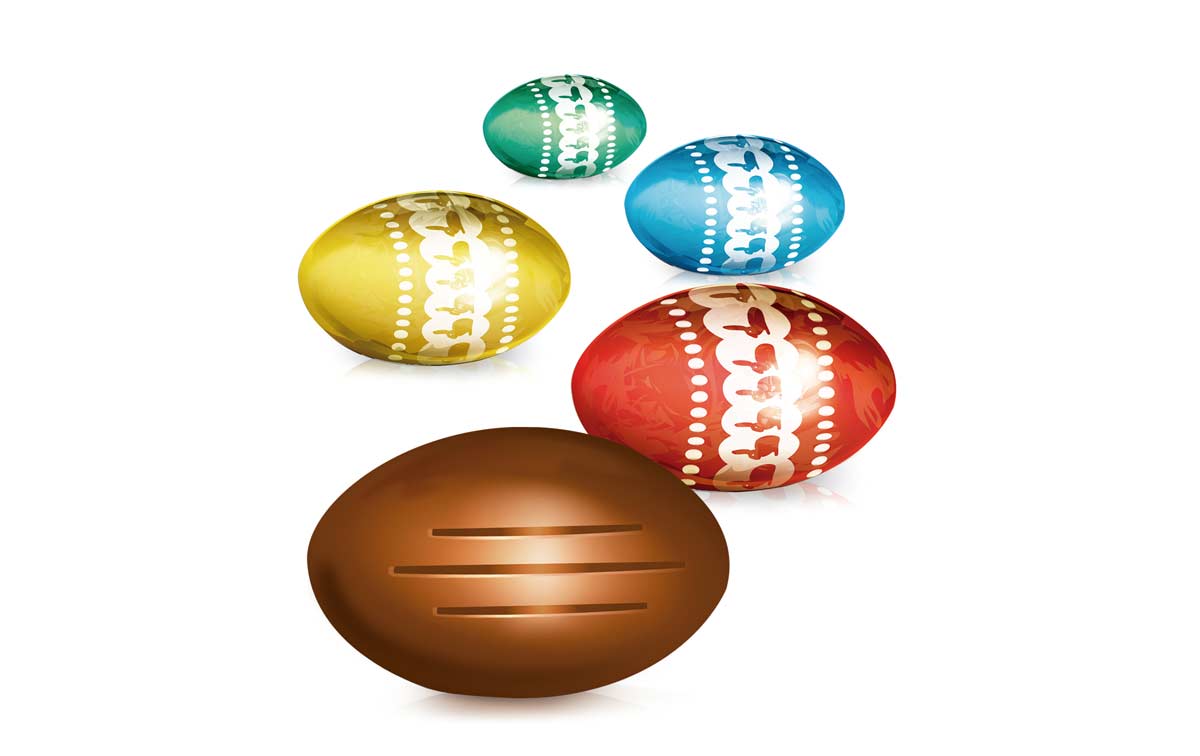Huevos Chocolate Colores Bolsa de 1kg con 170 unidades.