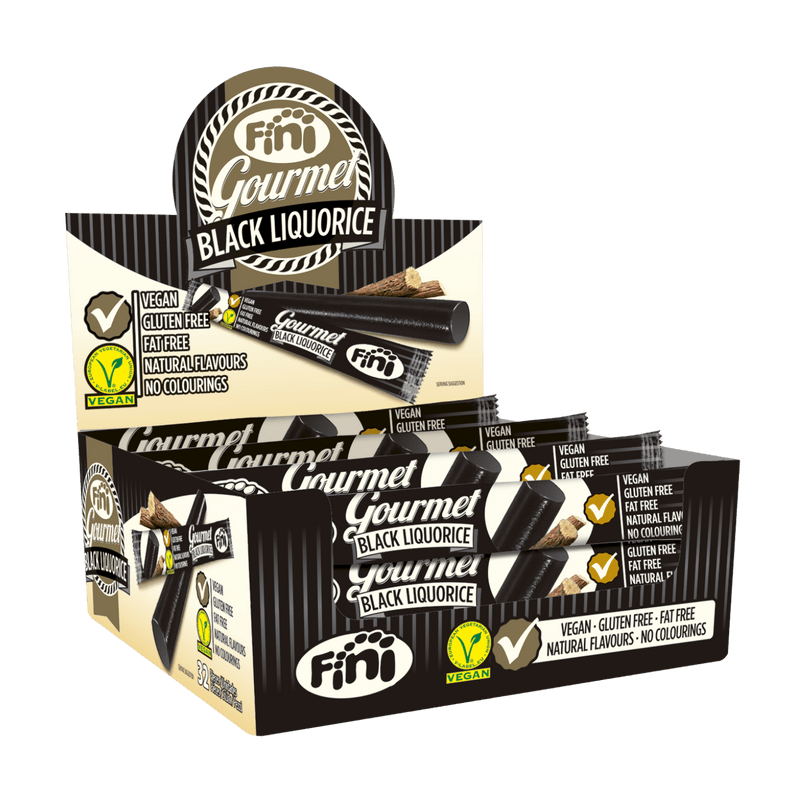 Regaliz Negro Gourmet Fini Estuche de 32 unidades.