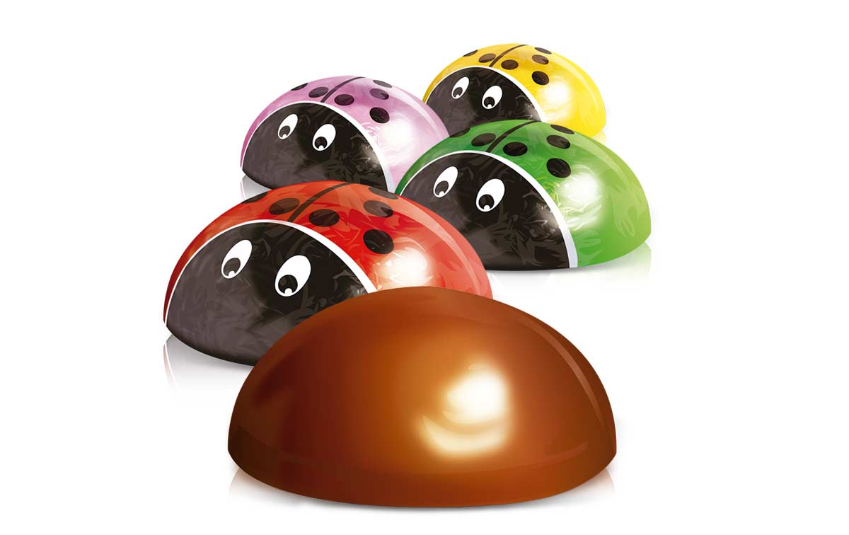 Mariquitas chocolate Eurochoc Bolsa de 1kg con 200 unidades.