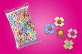 Flores Oblea con pica pica Interdulces Bolsa de 250 unidades.