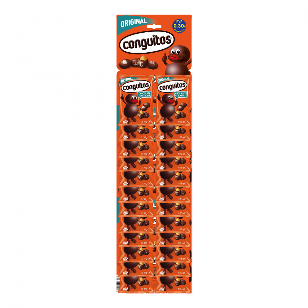 Conguitos Chocolate Negro Lacasa Panoplia de 24 bolsitas.